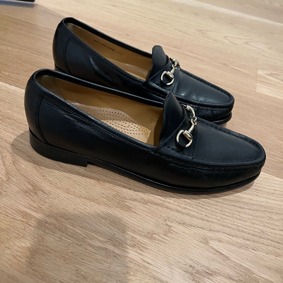 Cole Haan Black Leather Loafers with Gold horse bit detail - Ascot main image 4